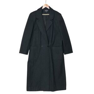 BRAETON sz 16 Woman’s Heavy Duty 100% Wool Trench Coat Charcoal Black